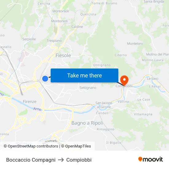 Boccaccio Compagni to Compiobbi map