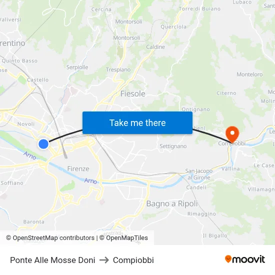 Ponte Alle Mosse Doni to Compiobbi map