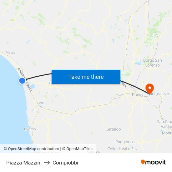 Mazzini Square to Compiobbi map
