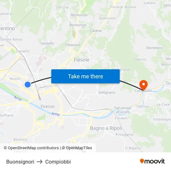 Buonsignori to Compiobbi map