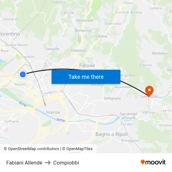 Fabiani Allende to Compiobbi map
