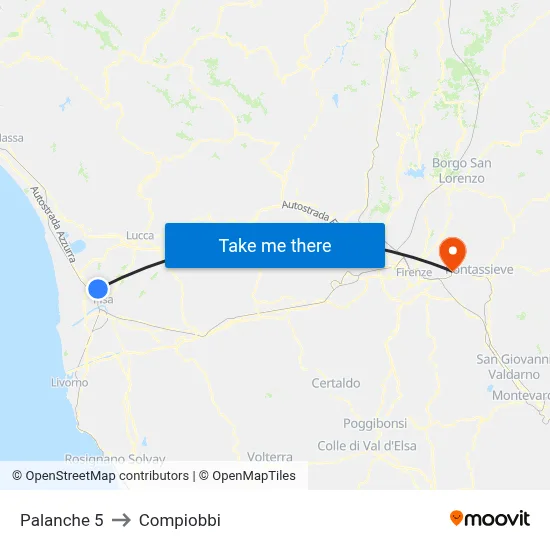 Palanche 5 to Compiobbi map