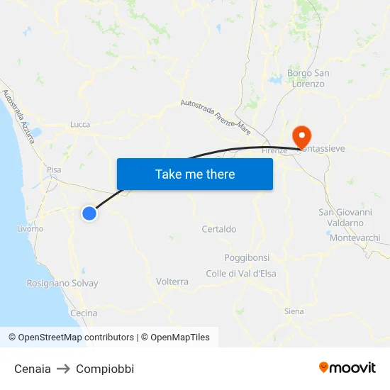 Cenaia to Compiobbi map