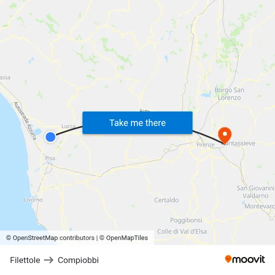 Filettole to Compiobbi map