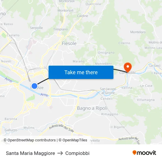 Santa Maria Maggiore to Compiobbi map