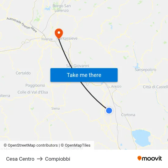 Cesa Center to Compiobbi map