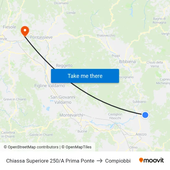 Chiassa Superiore 250/A Before Bridge to Compiobbi map