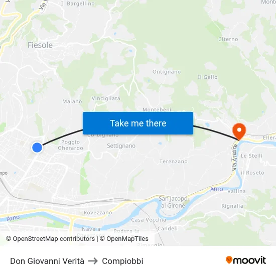 Don Giovanni Verità to Compiobbi map