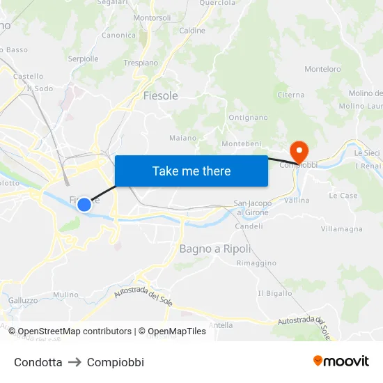 Condotta to Compiobbi map
