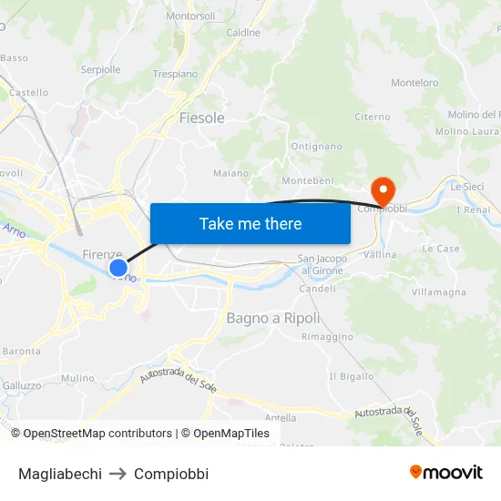 Magliabechi to Compiobbi map