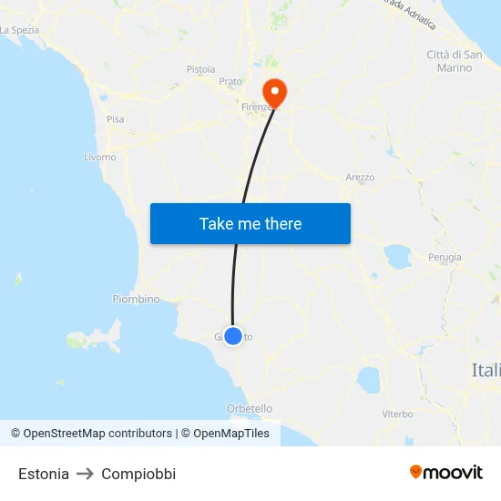 Estonia to Compiobbi map