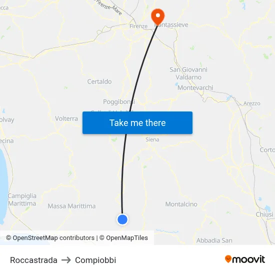 Roccastrada to Compiobbi map