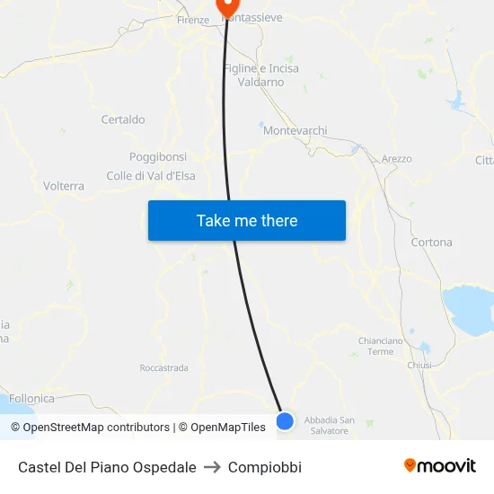 Castel Del Piano Hospital to Compiobbi map