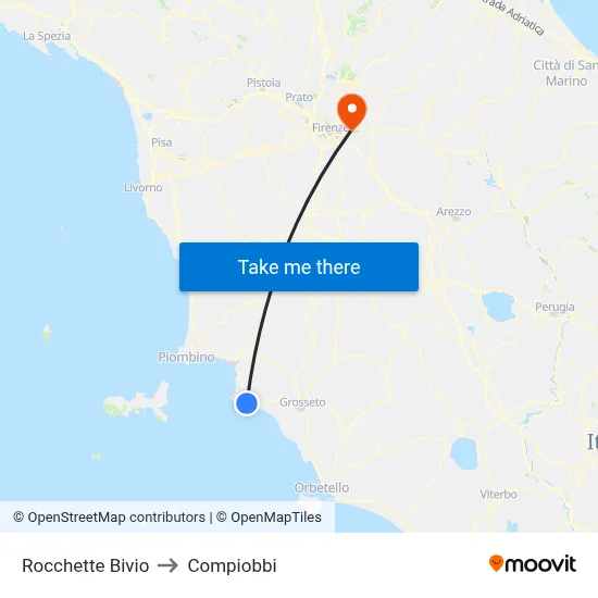 Rocchette Junction to Compiobbi map