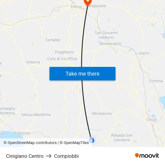 Cinigiano Center to Compiobbi map