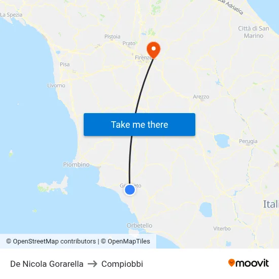 De Nicola Gorarella to Compiobbi map