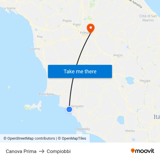 Canova Prima to Compiobbi map
