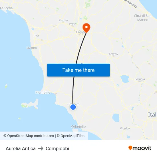 Aurelia Antica to Compiobbi map