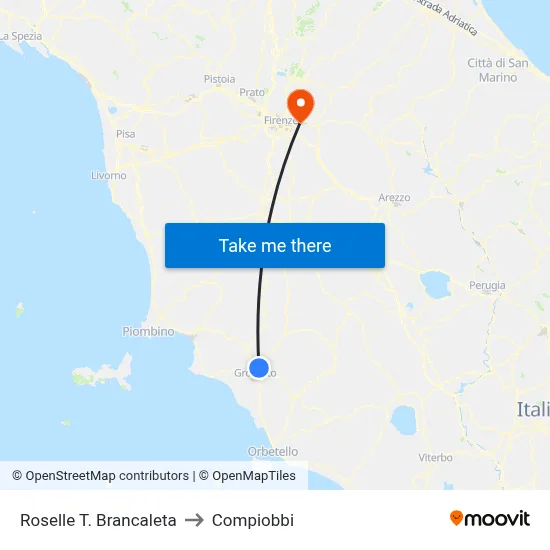 Roselle T. Brancaleta to Compiobbi map