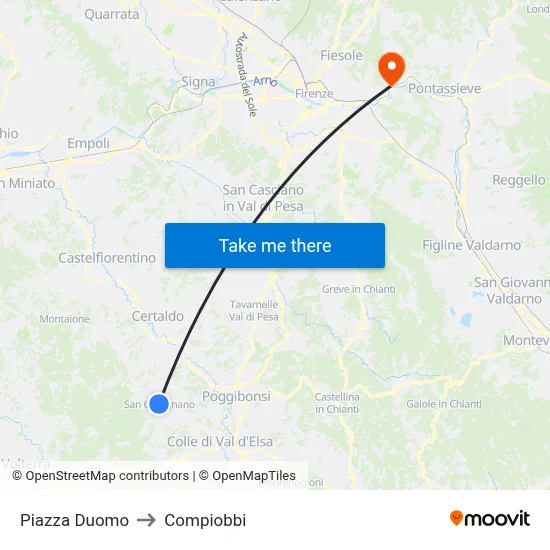 Cathedral Square to Compiobbi map