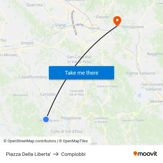 Liberty Square to Compiobbi map