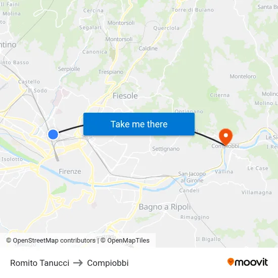 Romito Tanucci to Compiobbi map