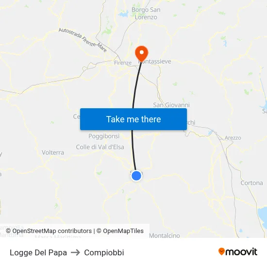 Logge Del Papa to Compiobbi map