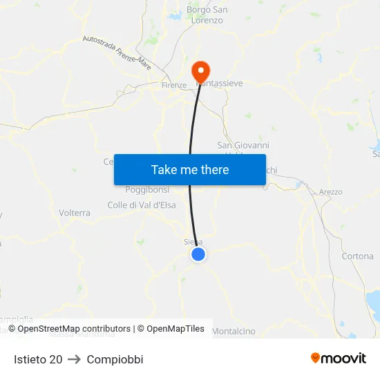 Istieto 20 to Compiobbi map