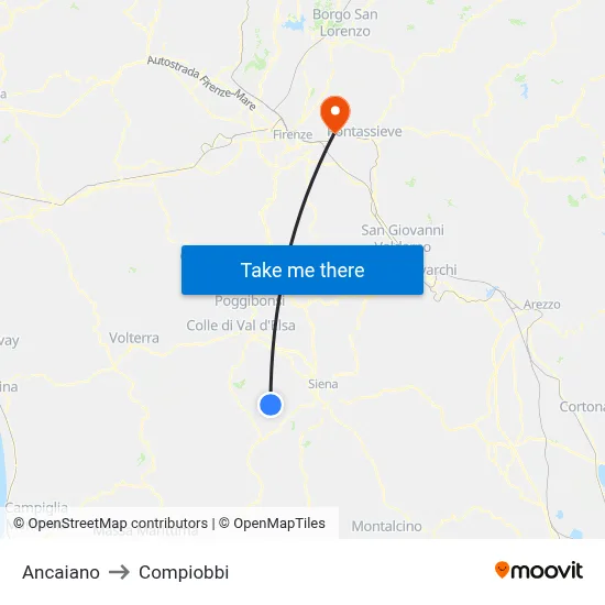Ancaiano to Compiobbi map