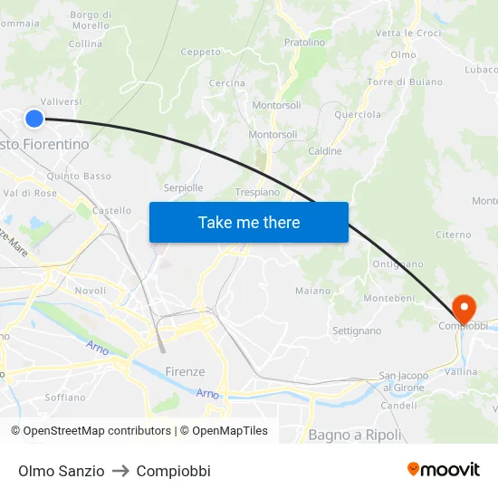 Olmo Sanzio to Compiobbi map