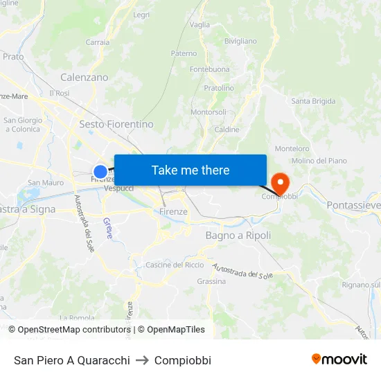 San Piero A Quaracchi to Compiobbi map