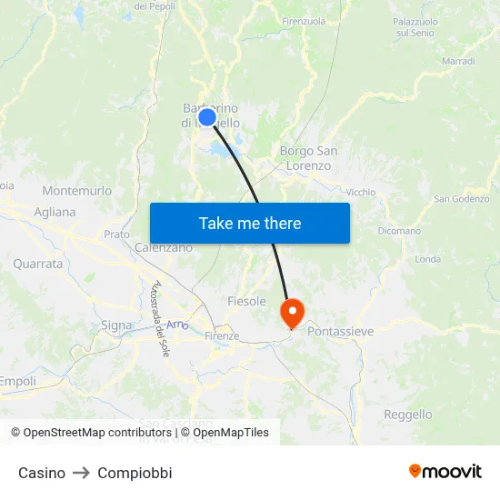 Casino to Compiobbi map