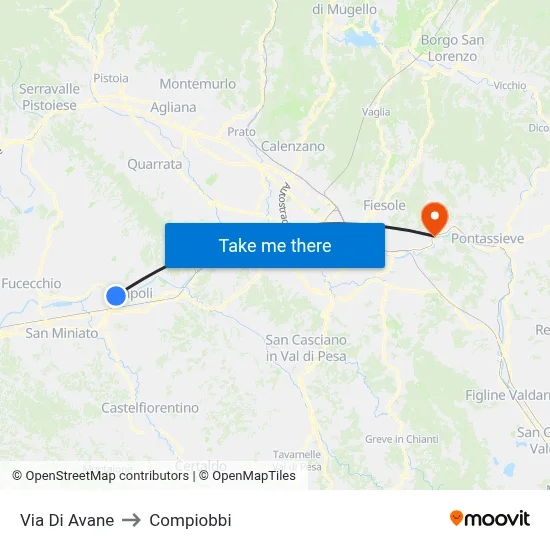 Via Di Avane to Compiobbi map