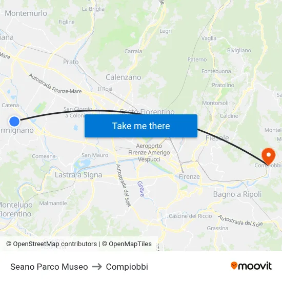 Seano Museum Park to Compiobbi map