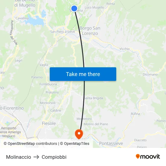 Molinaccio to Compiobbi map