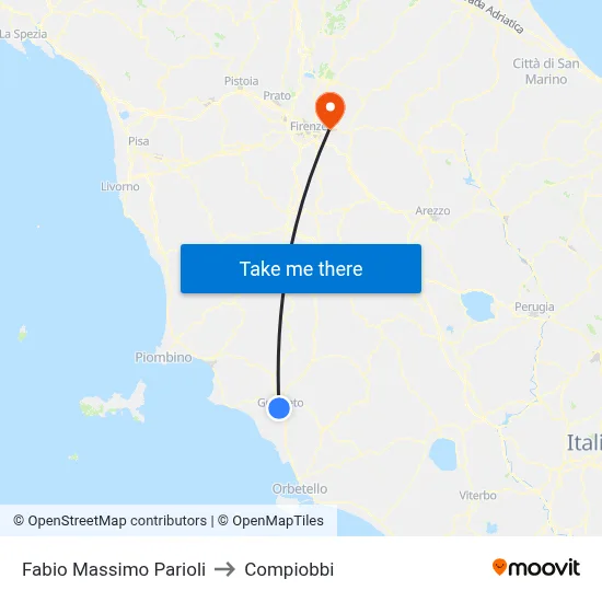 Fabio Massimo Parioli to Compiobbi map
