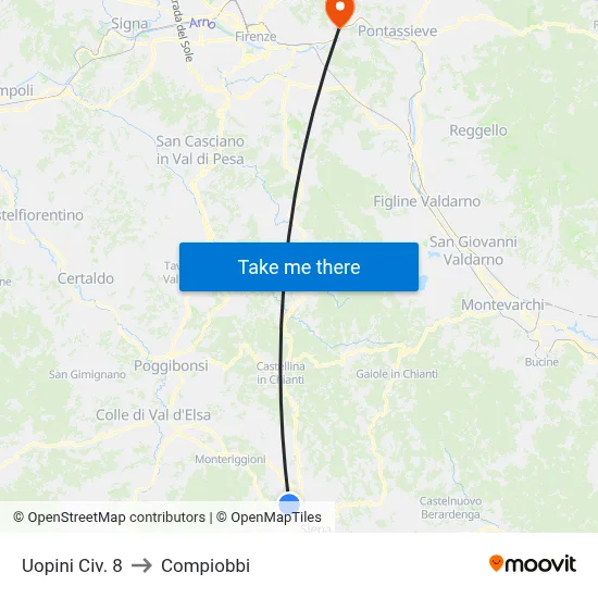 Uopini 8 to Compiobbi map