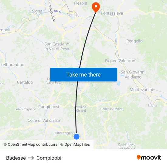Badesse to Compiobbi map