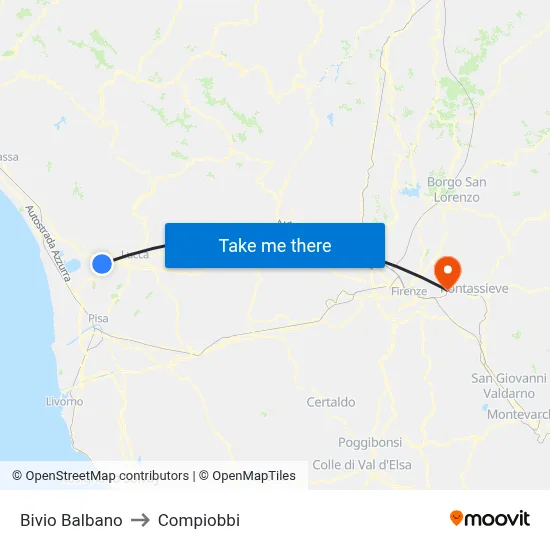Balbano Junction to Compiobbi map