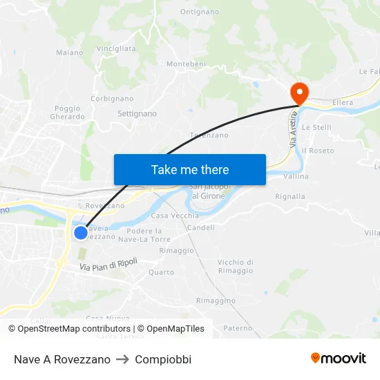 Nave A Rovezzano to Compiobbi map