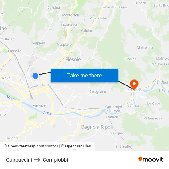 Cappuccini to Compiobbi map