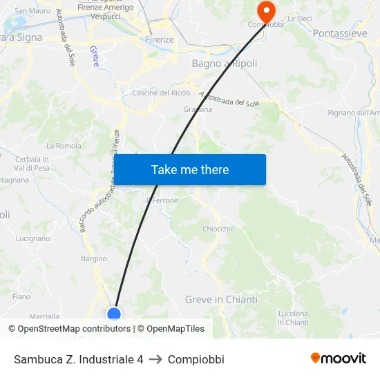 Sambuca Industrial Zone 4 to Compiobbi map