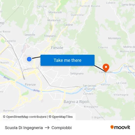 School of Engineering to Compiobbi map