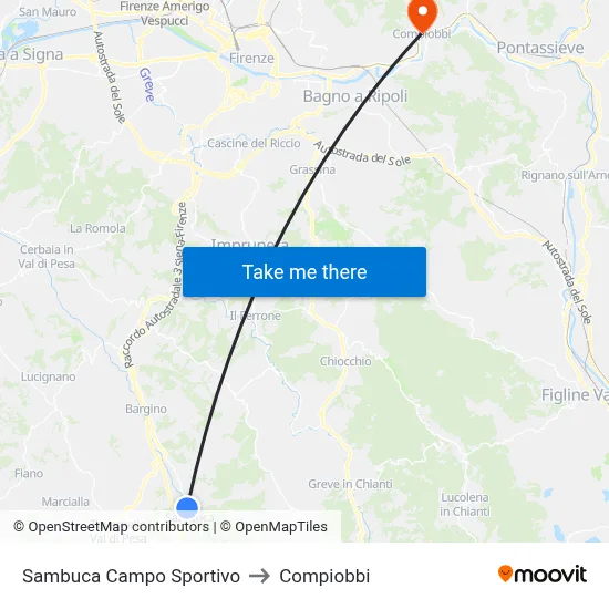 Sambuca Sports Field to Compiobbi map