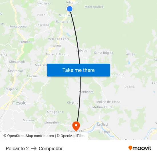 Polcanto 2 to Compiobbi map