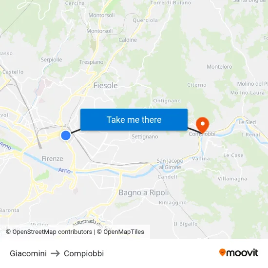 Giacomini to Compiobbi map
