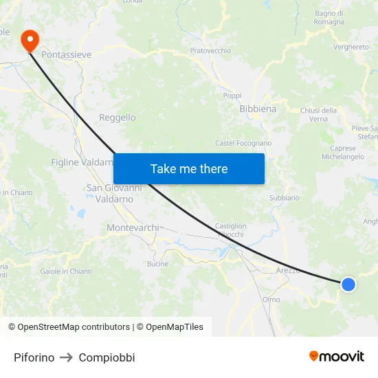 Piforino to Compiobbi map