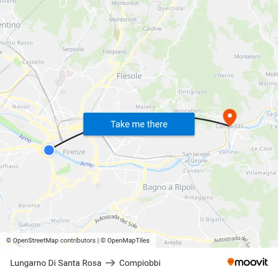 Lungarno Santa Rosa to Compiobbi map