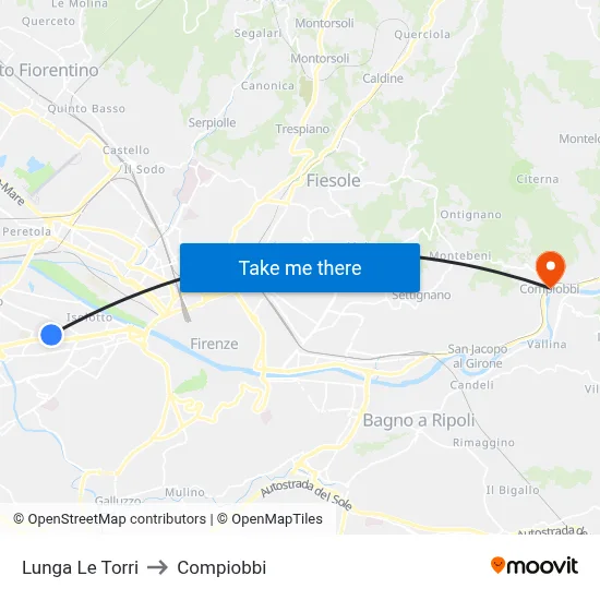 Lunga Le Torri to Compiobbi map