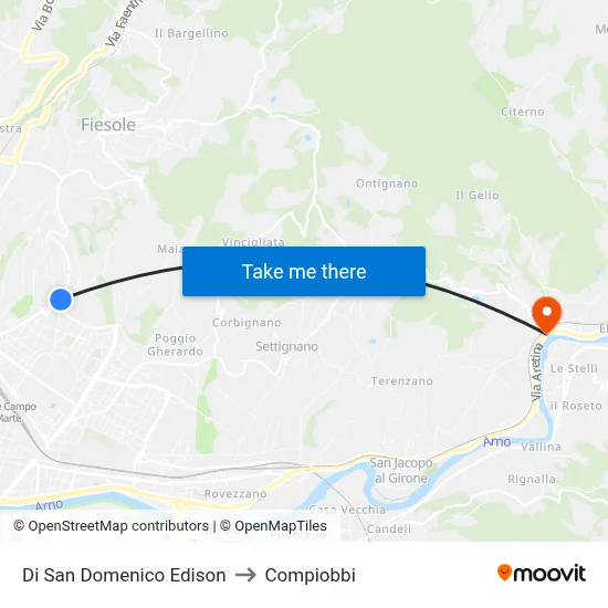 San Domenico Edison to Compiobbi map